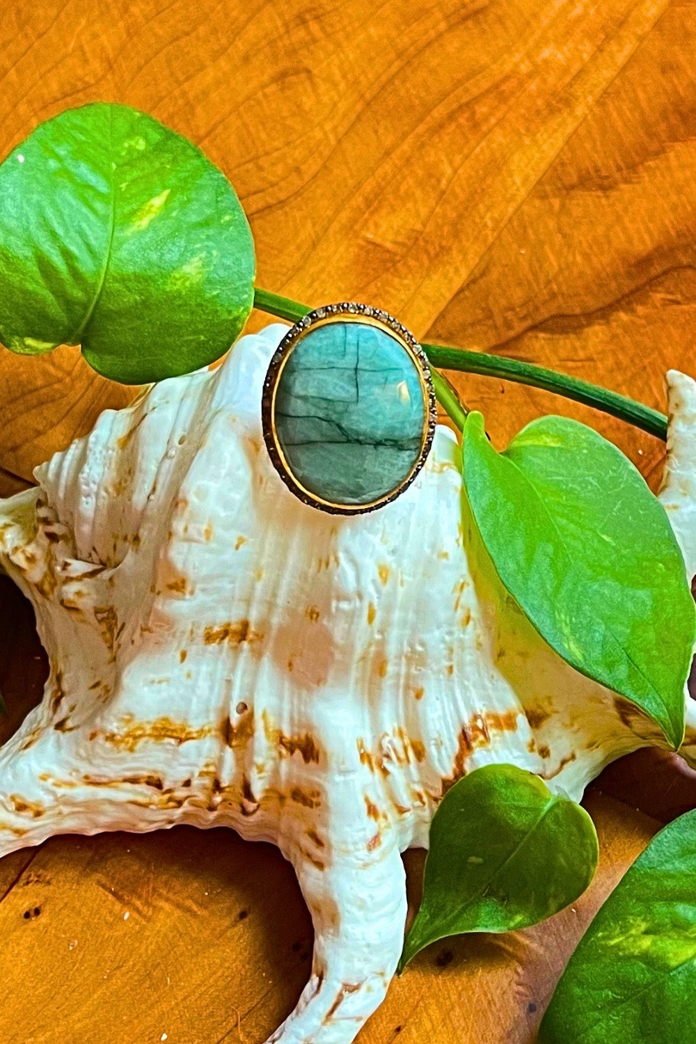 Natural Emerald and Diamond Solitaire Ring Gold Size 7 | Sivalya