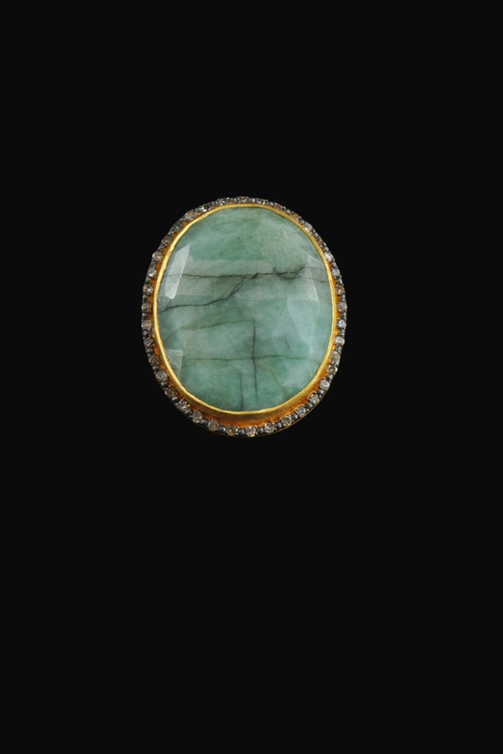 Natural Emerald and Diamond Solitaire Ring Gold Size 7 | Sivalya