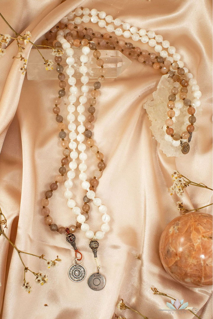 Sivalya Peach Moonstone Ether Element Mala Necklace