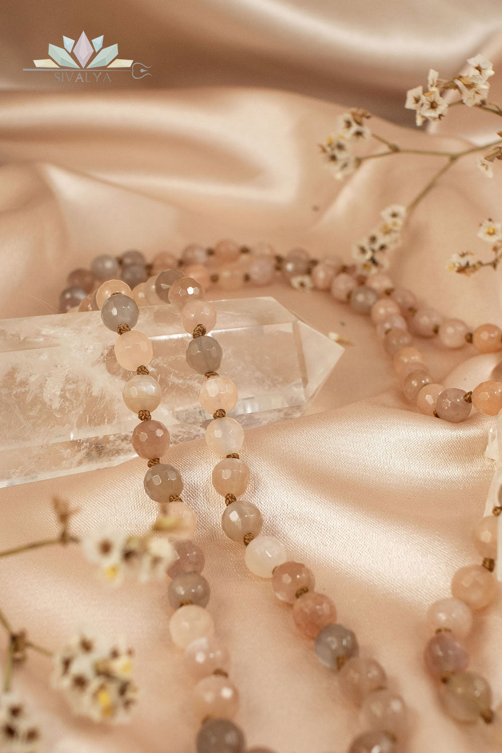 Sivalya Peach Moonstone Ether Element Mala Necklace