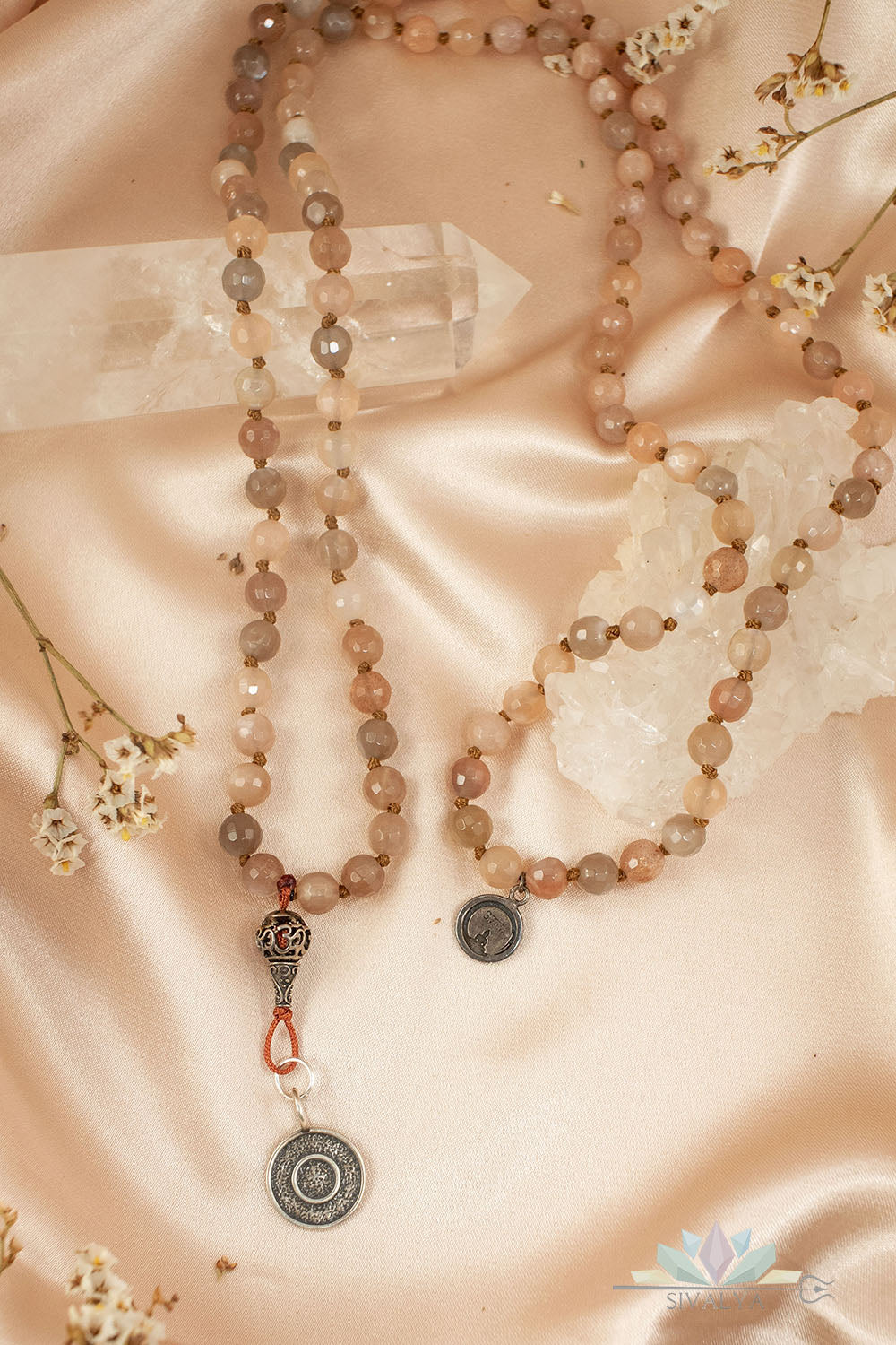 Sivalya Peach Moonstone Ether Element Mala Necklace