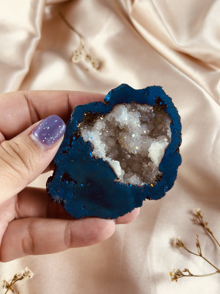 Titanium Rainbow Aura Druzy Quartz Geode #2