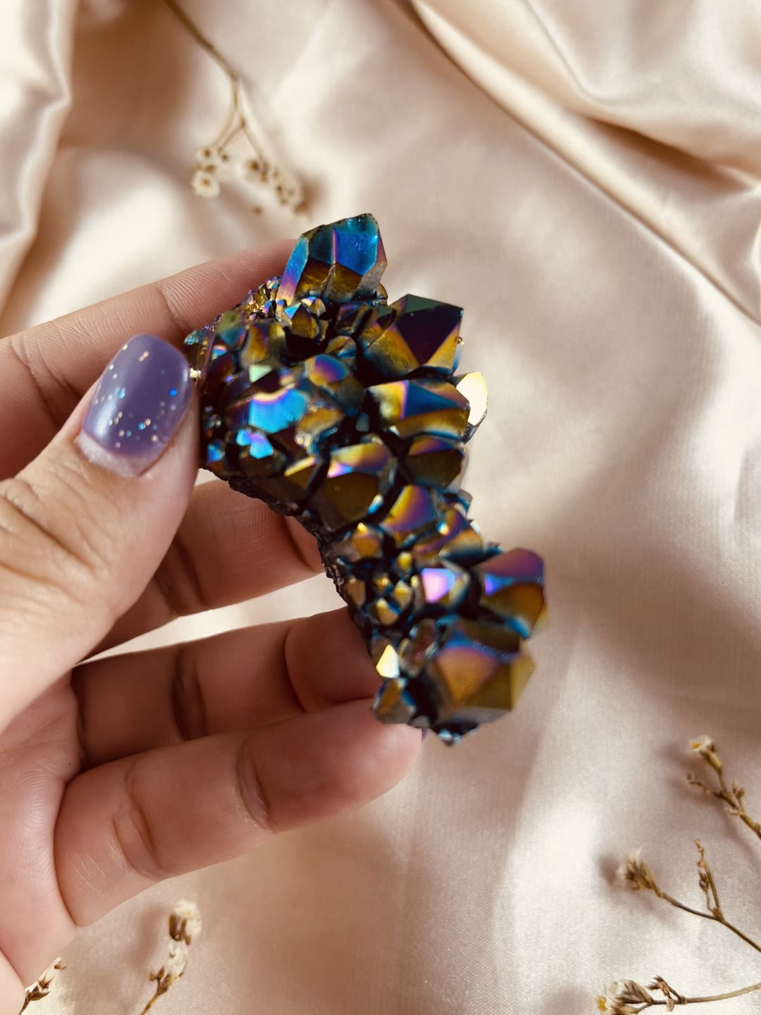 Rainbow Aura Quartz Crystal Cluster #1
