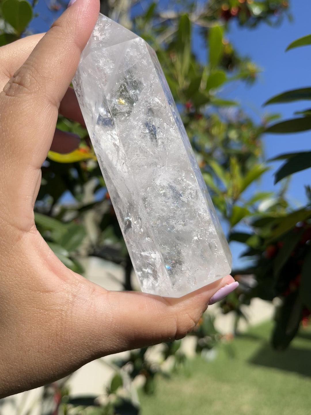 Clear Quartz Crystal Point Generator Polished Phantom Inclusions