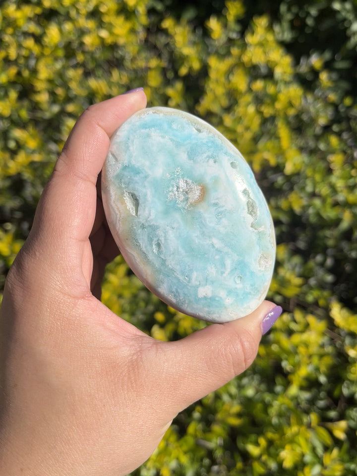Blue Aragonite Palm Stone #1