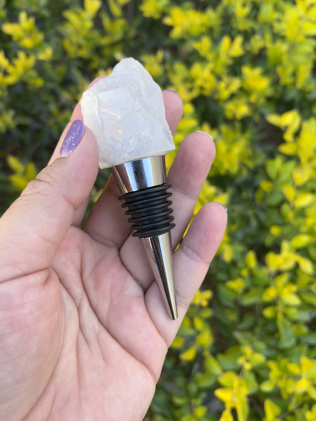 Clear Quartz Wine Bottle Stopper