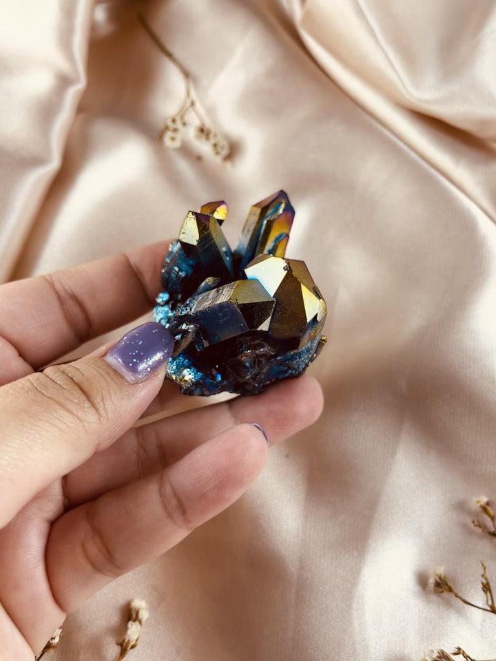 Rainbow Aura Quartz Crystal Cluster #2