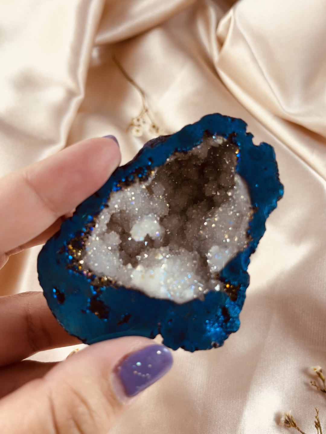 Titanium Rainbow Aura Druzy Quartz Geode #1