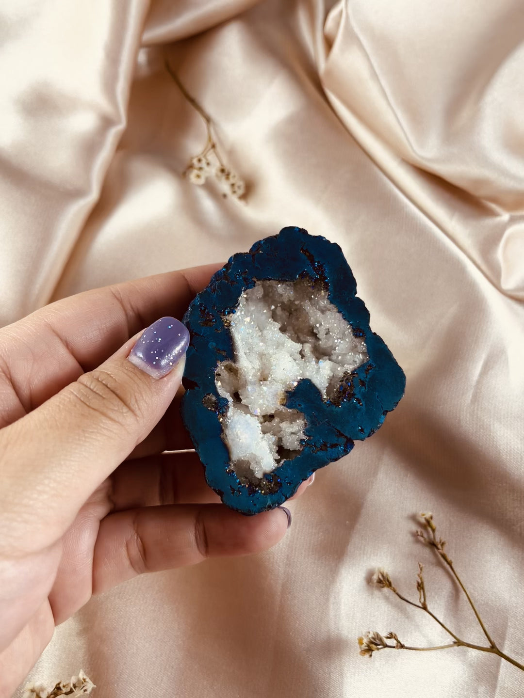 Titanium Rainbow Aura Druzy Quartz Geode #5