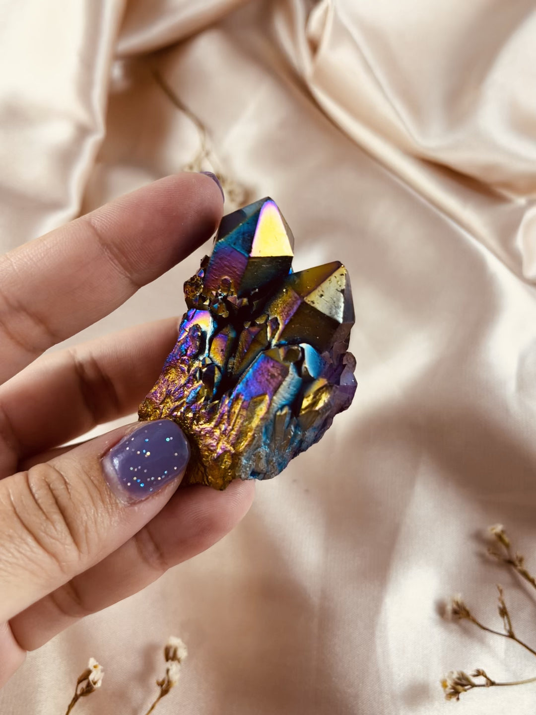 Rainbow Aura Quartz Crystal Cluster #5