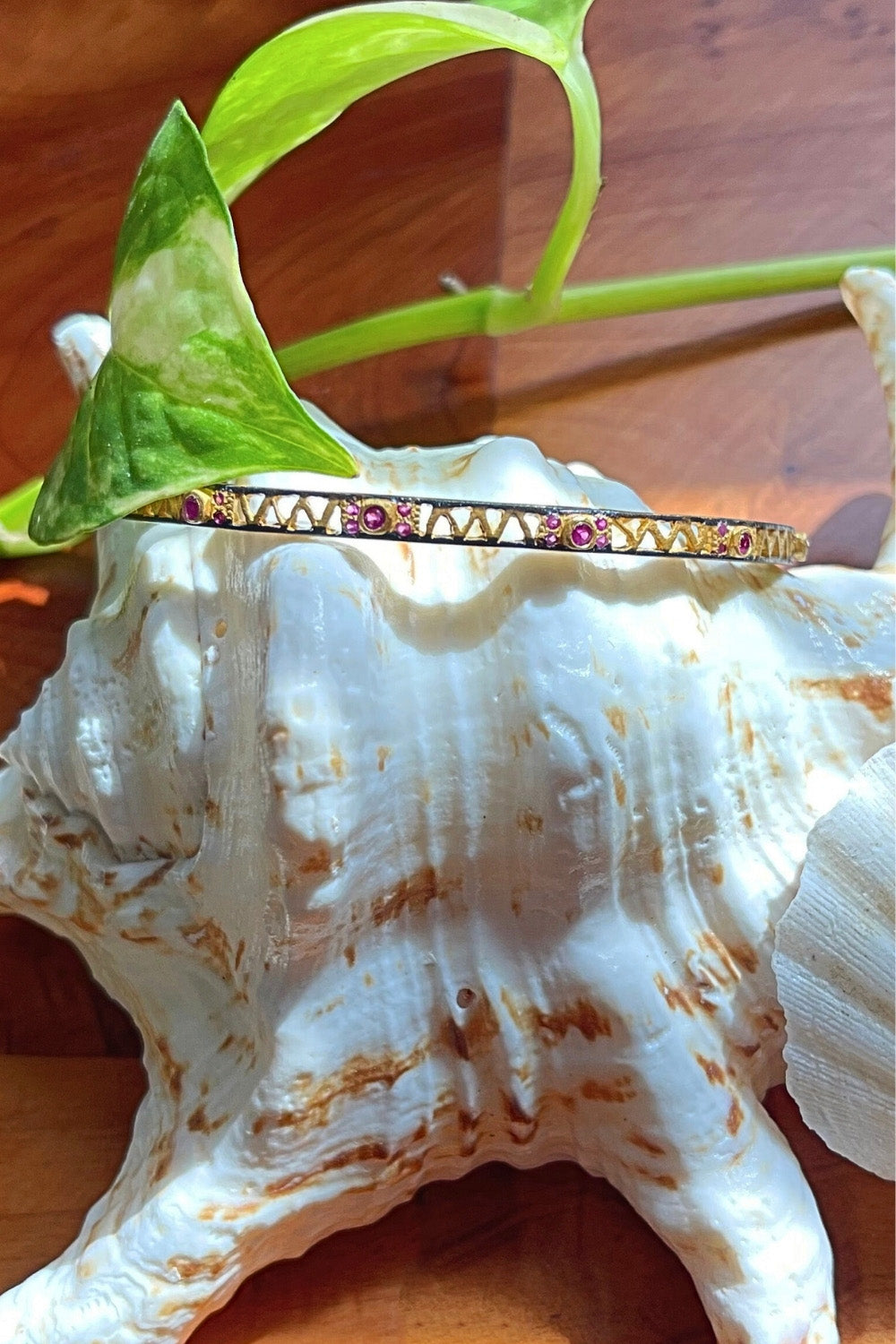Diamond Bangle Bracelet Ruby Gold Vermeil | Sivalya