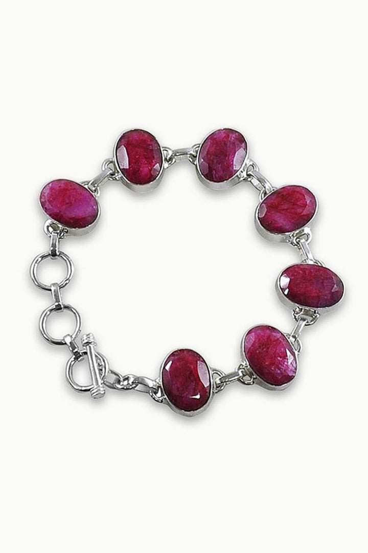 Sivalya Raw Ruby Silver Bracelet - Splendor