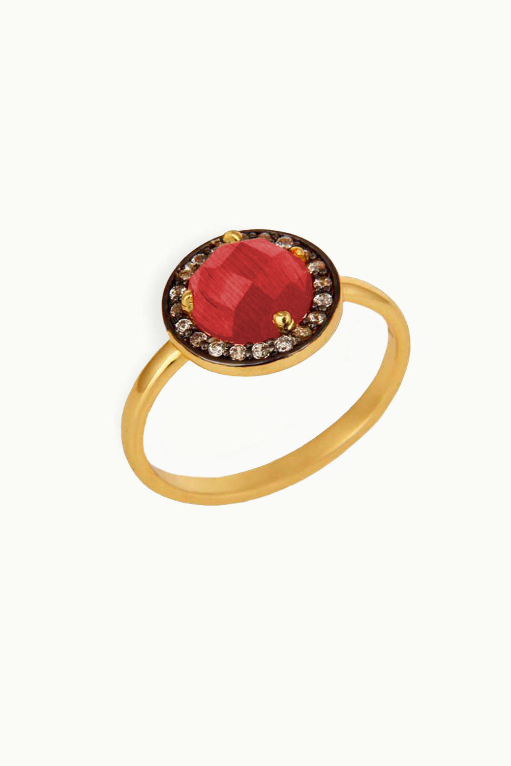 Sivalya Red Onyx Gold Vermeil Ring - Halo