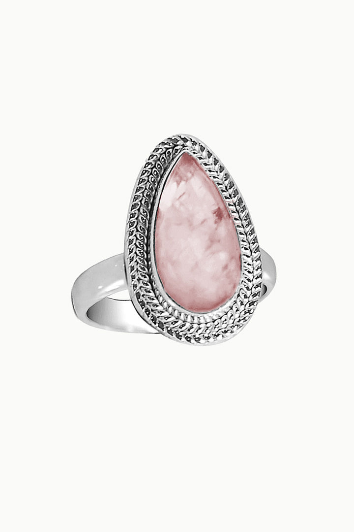 Sivalya Rose Quartz Teardrop Ring - Splendor