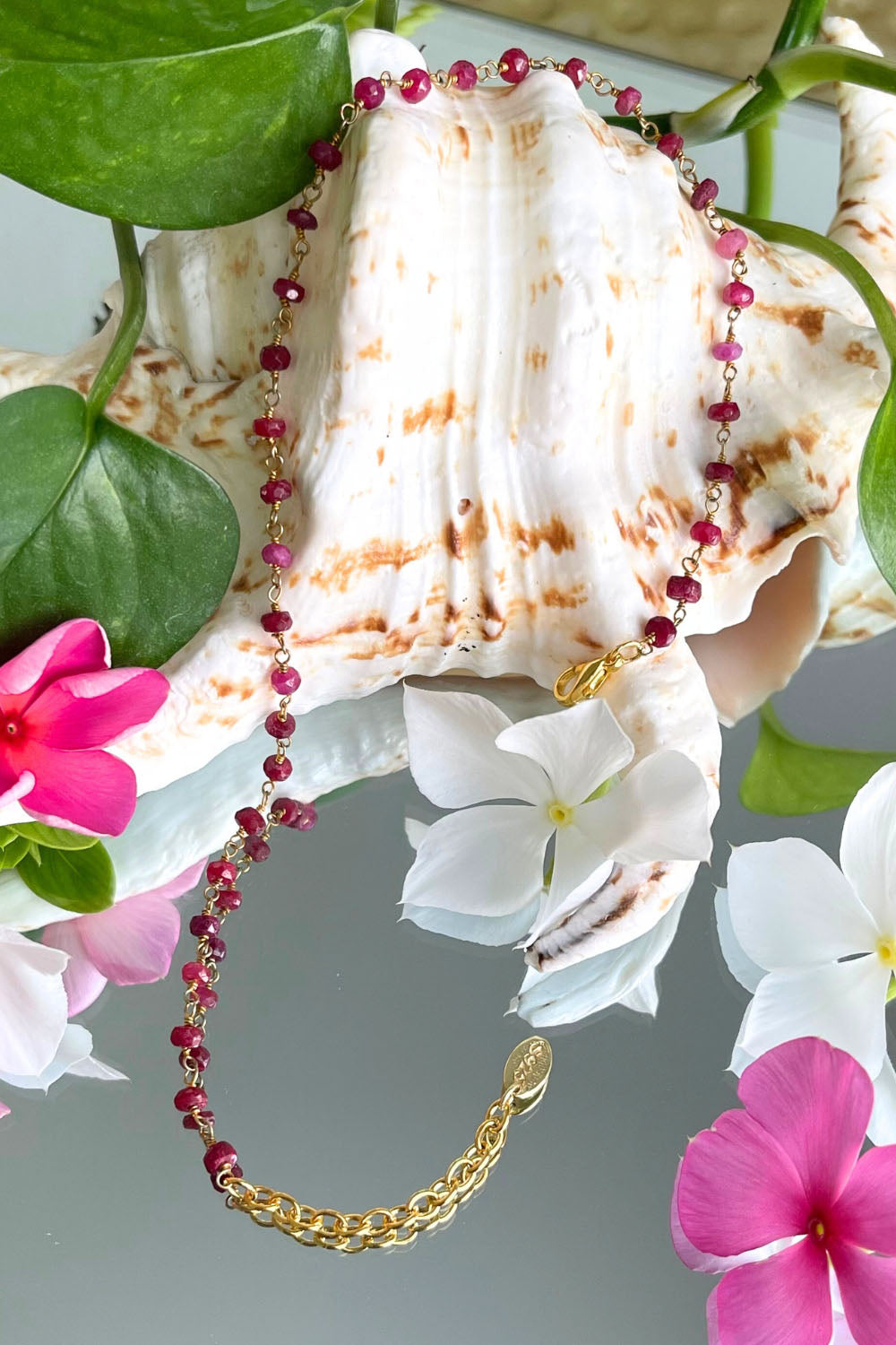 Sivalya Infinite Links Ruby Anklet Gold Vermeil