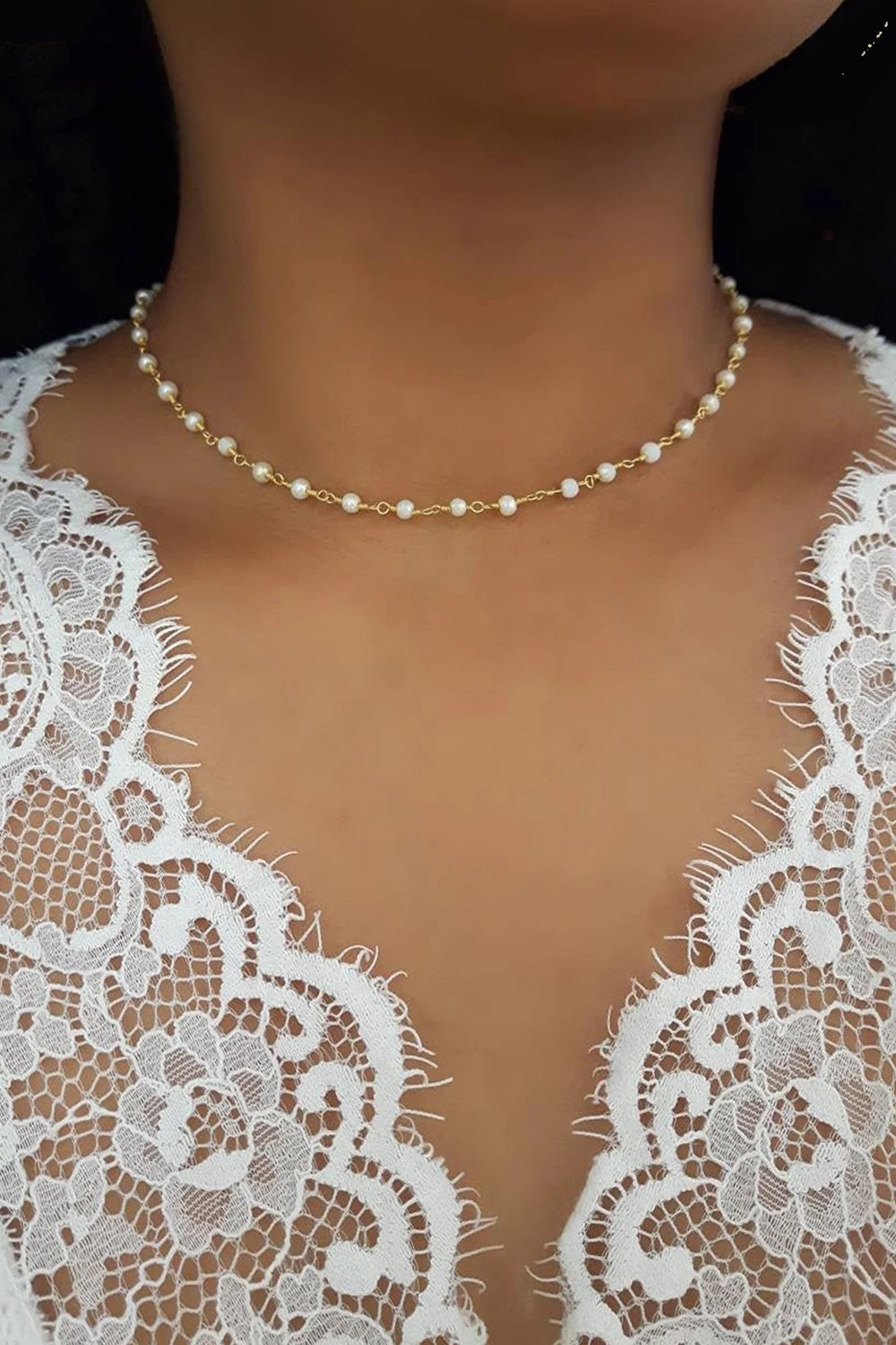 Sivalya Pearl Beaded Link Chain Necklace