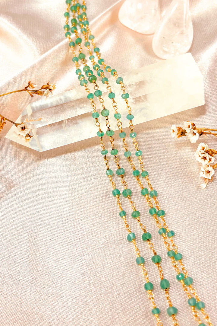 Sivalya Emerald Beaded Link Chain Necklace