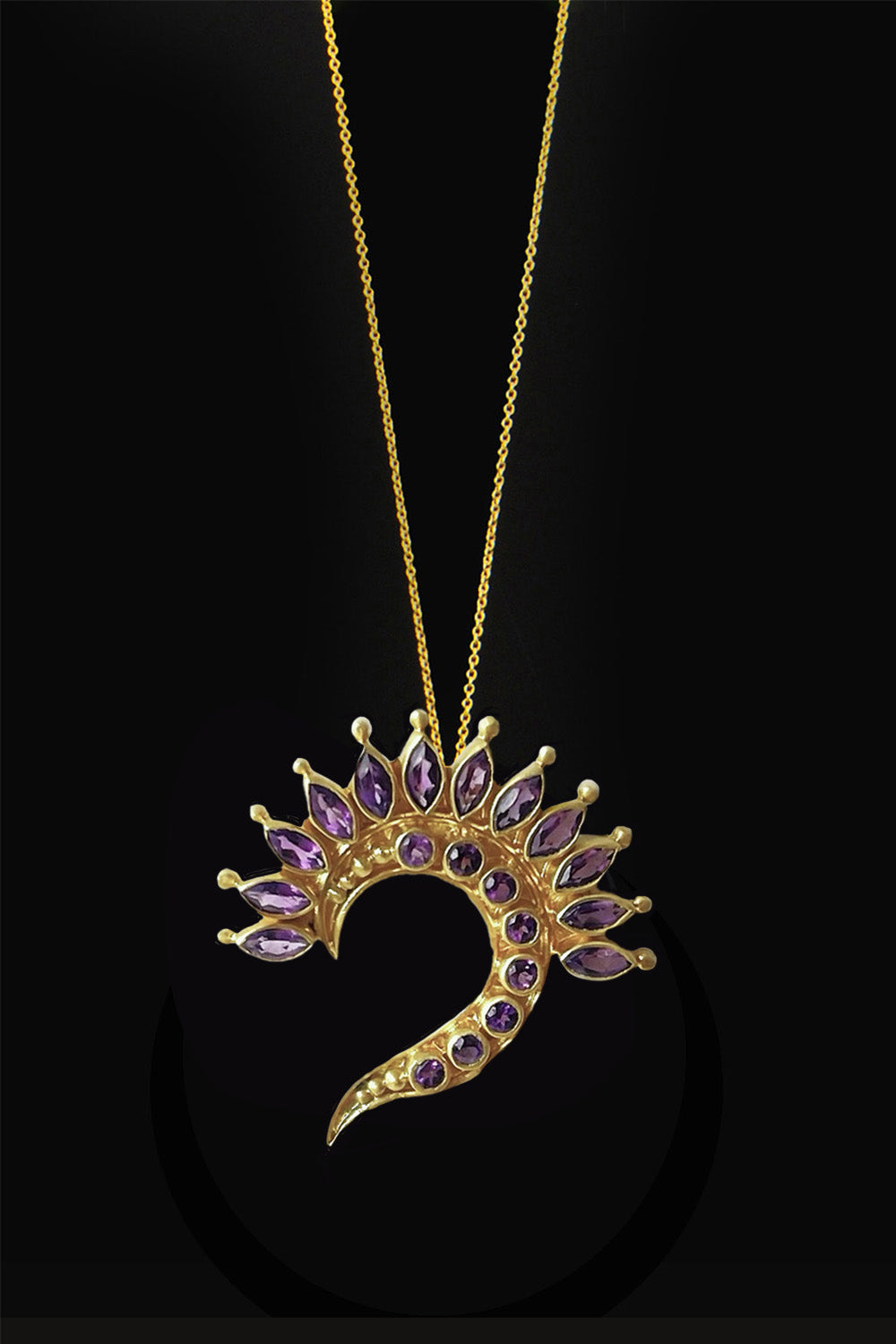 Amethyst Swirl Pendant Necklace Gold | Sivalya