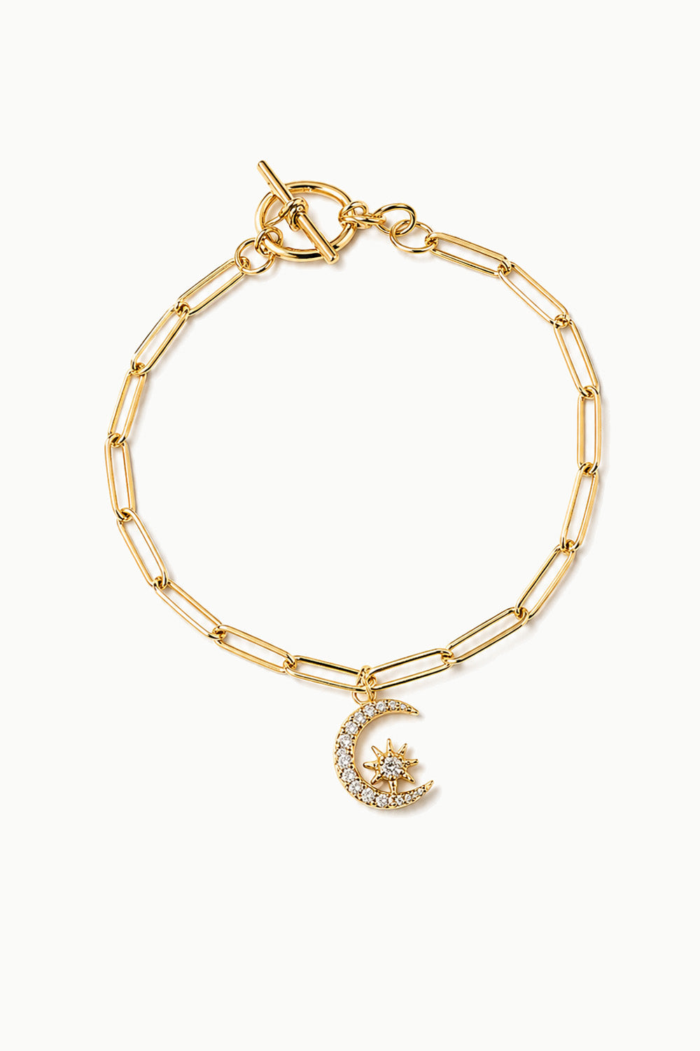 Crescent Moon & Star Bracelet Gold Vermeil | Sivalya