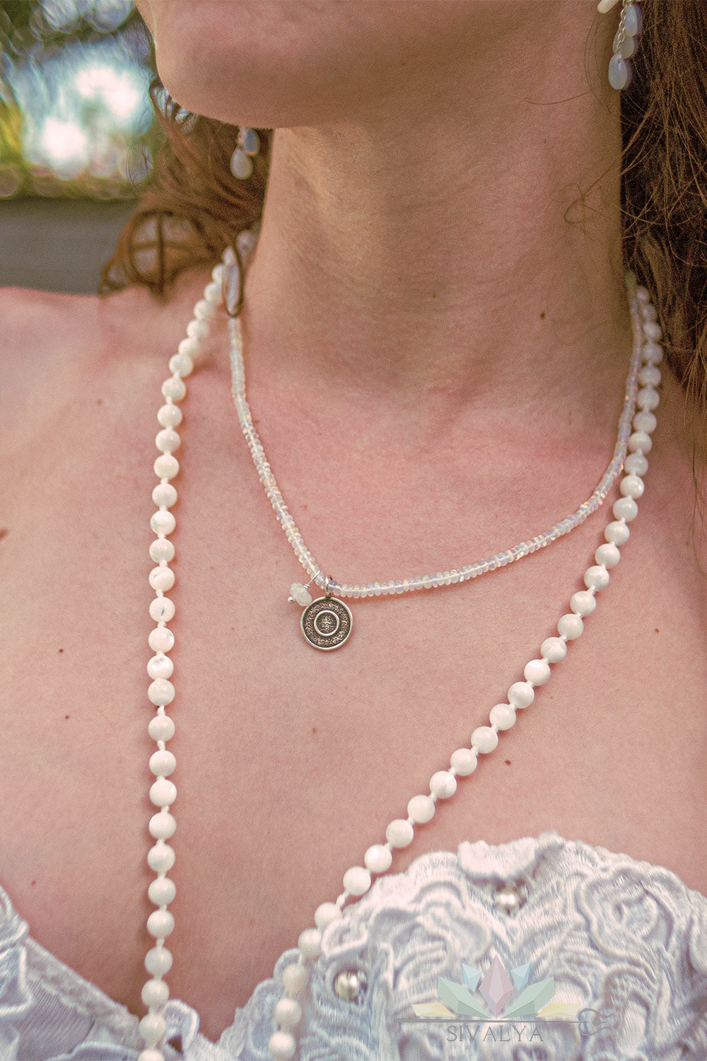 Sivalya Peach Moonstone Ether Element Mala Necklace