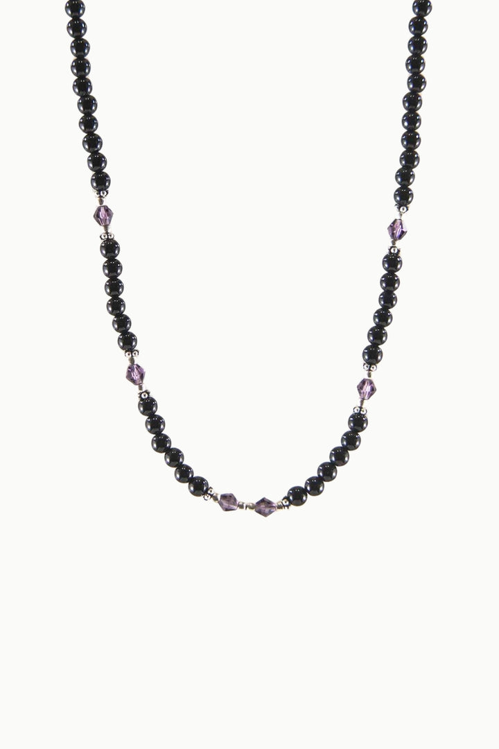 Sivalya Awareness Black Onyx and Purple Crystals Necklace