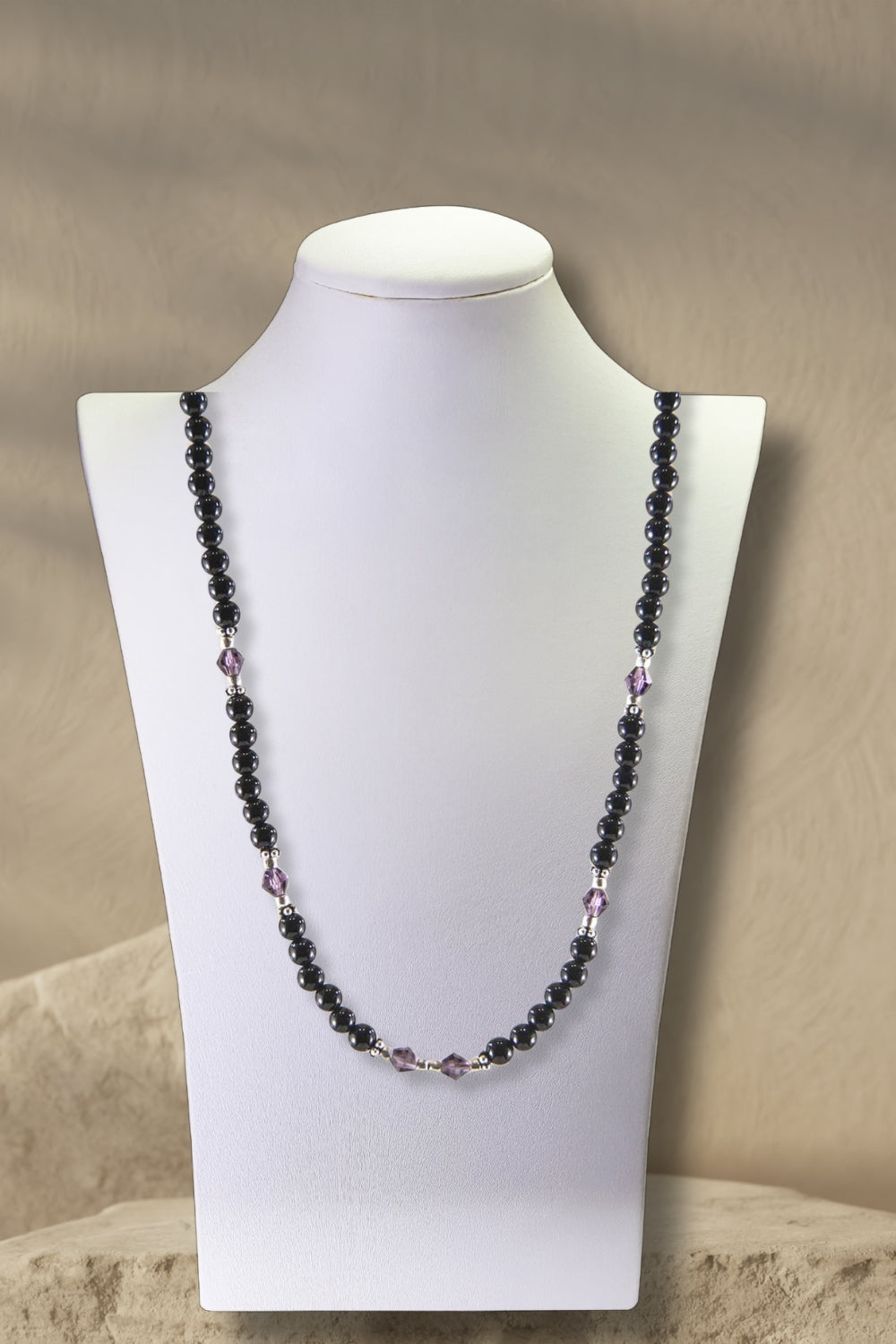 Sivalya Awareness Black Onyx and Purple Crystals Necklace