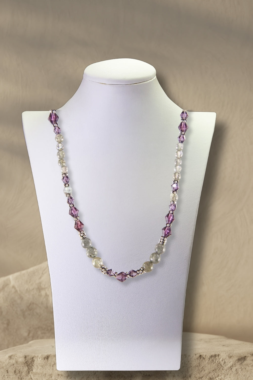 Sivalya Awareness Labradorite and Purple Crystals Necklace