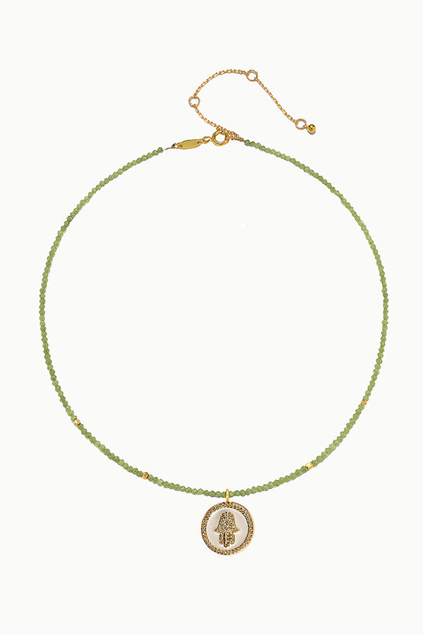 Hamsa Peridot Pendant Necklace
