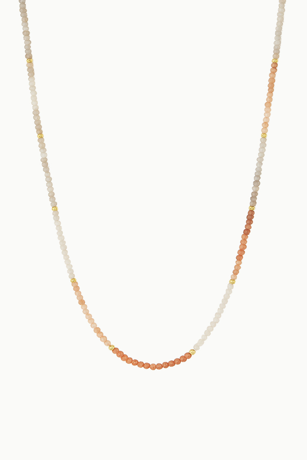 Golden Light Long Layering Necklace - Peach Moonstone