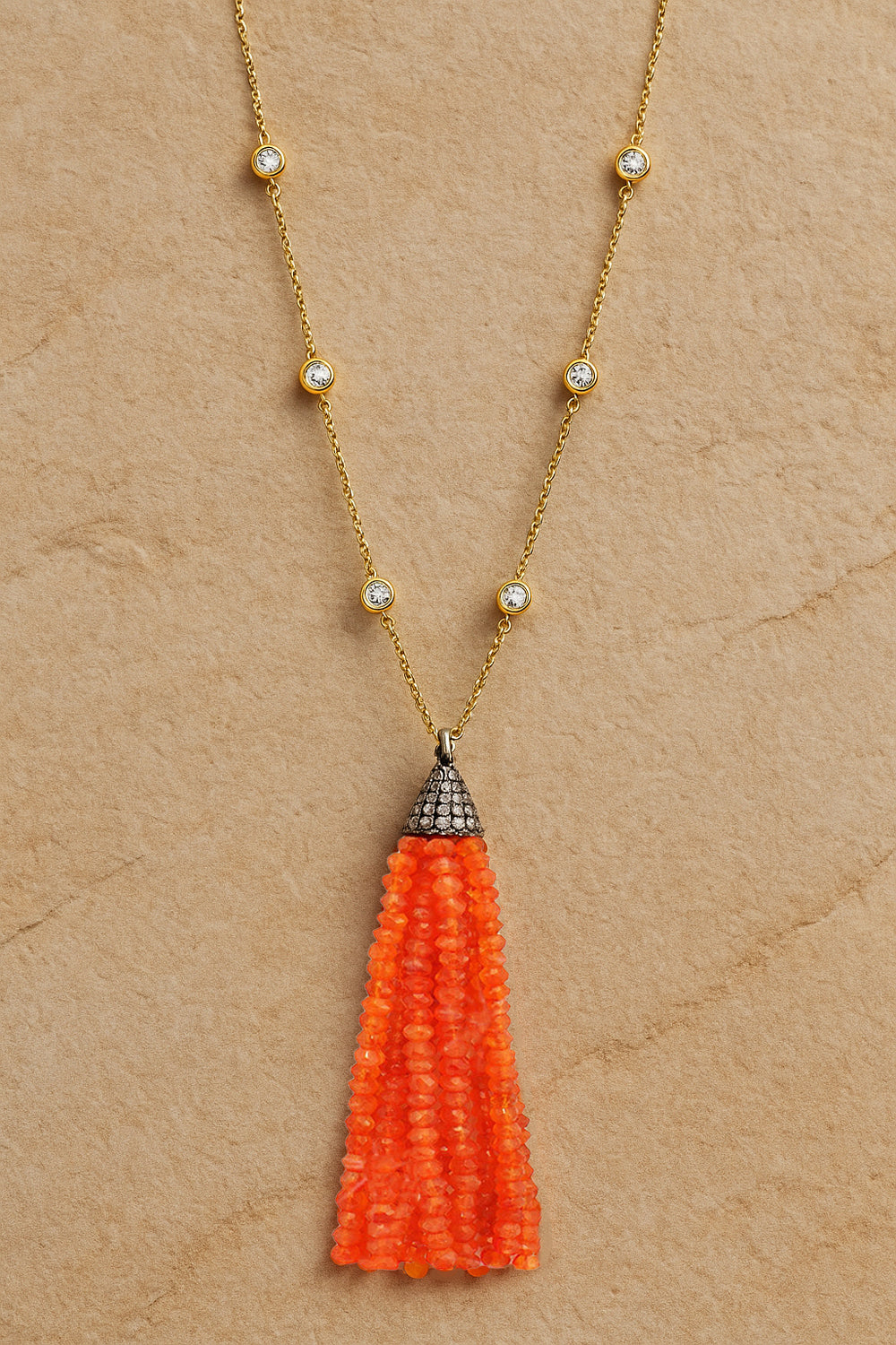 Sivalya Riviera Carnelian Tassel Necklace