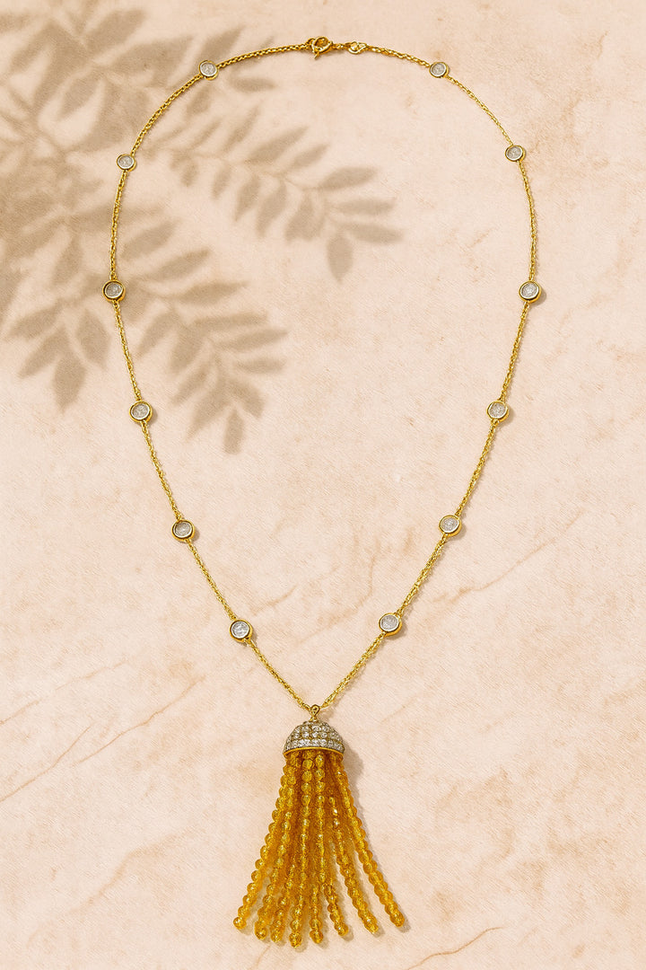 Sivalya Riviera Citrine Tassel Necklace