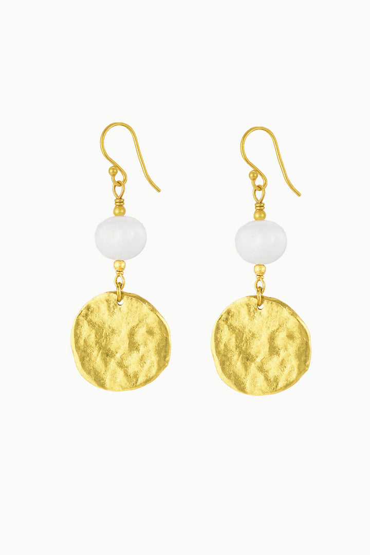 Shakti Hammered Disc Earrings Gold