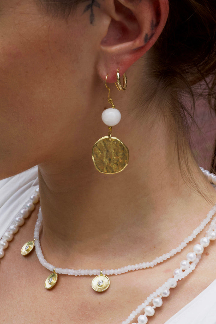 Shakti Hammered Disc Earrings Gold