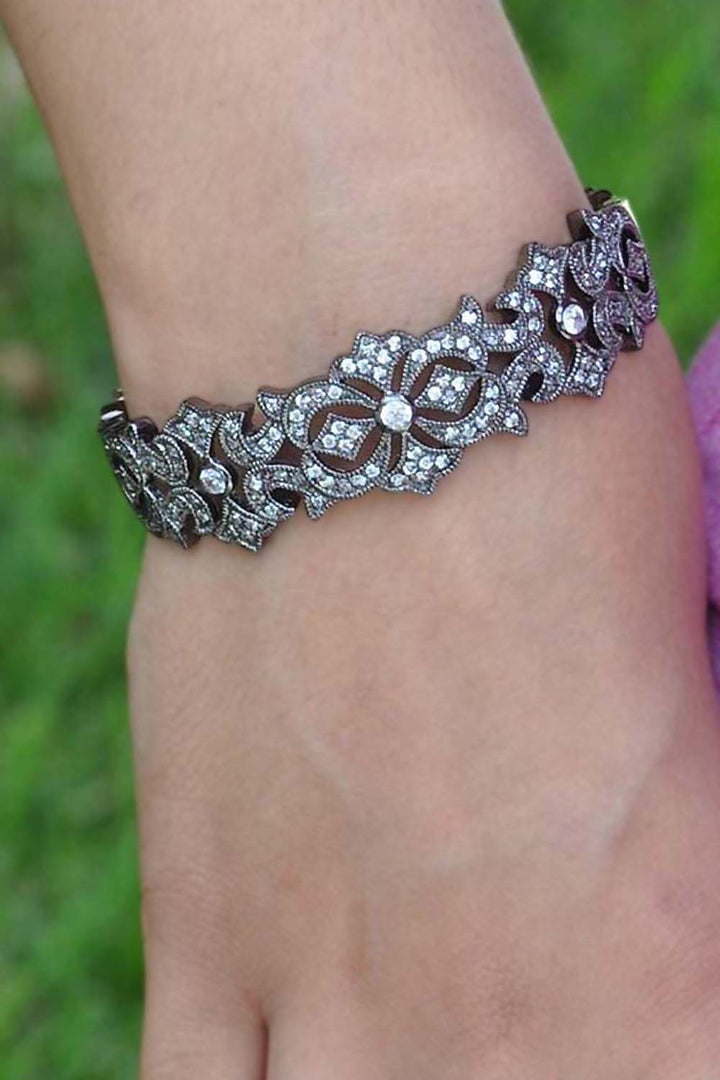 Sterling Silver with Black Rhodium Zircon Bracelet- Starlight