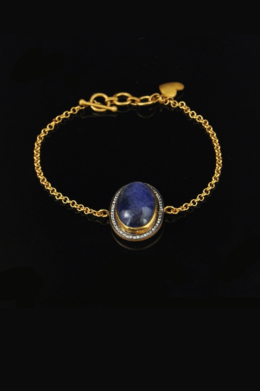 Large Oval Tanzanite Cabochon Bracelet Gold | Sivalya