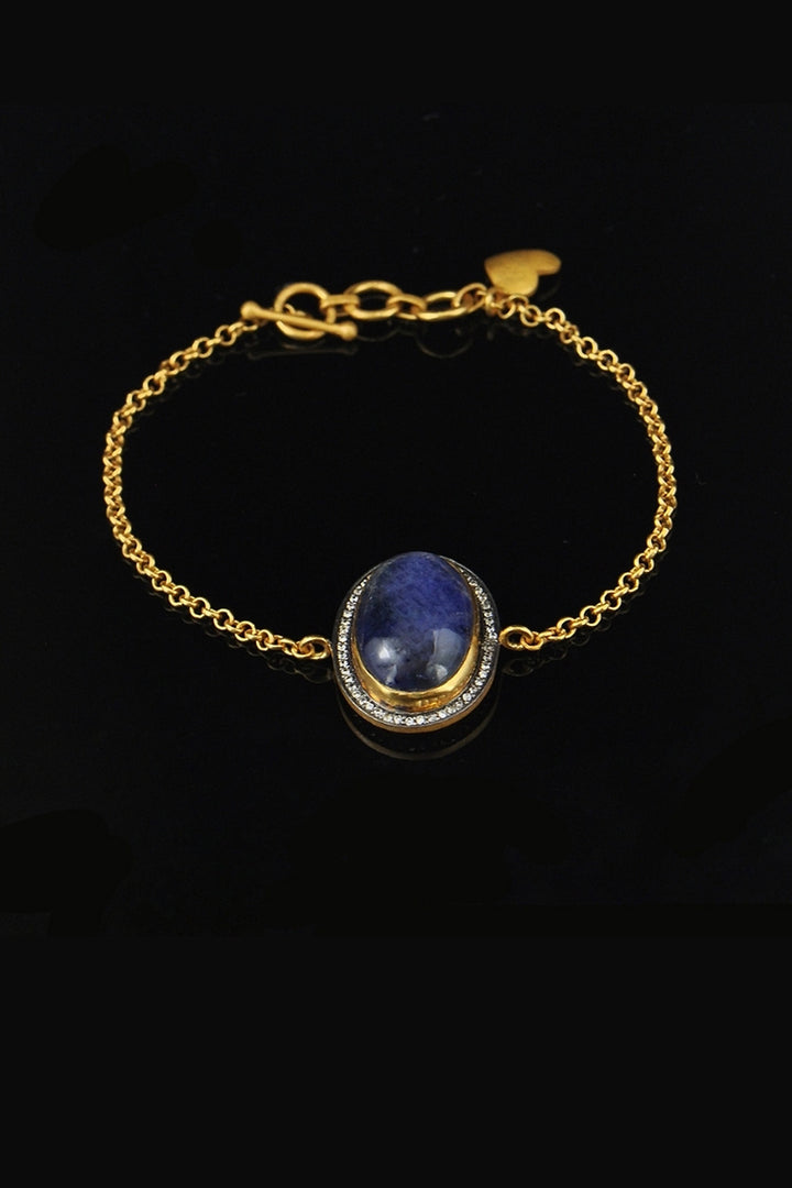 Large Oval Tanzanite Cabochon Bracelet Gold | Sivalya