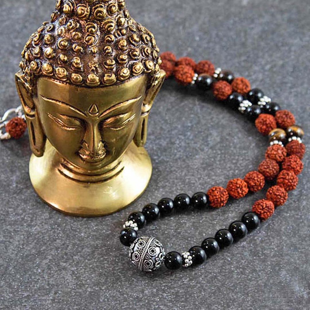 Sivalya Rudra Rudraksha and Black Onyx Sterling Silver