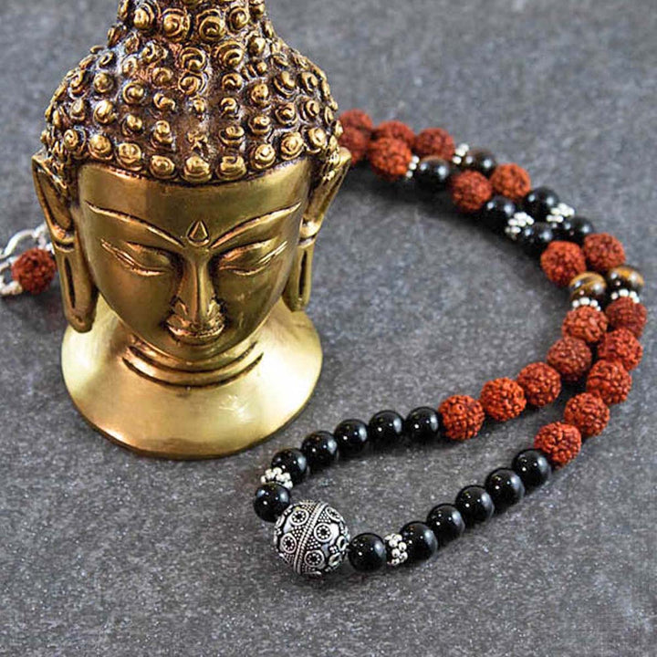 Sivalya Rudra Rudraksha and Black Onyx Sterling Silver