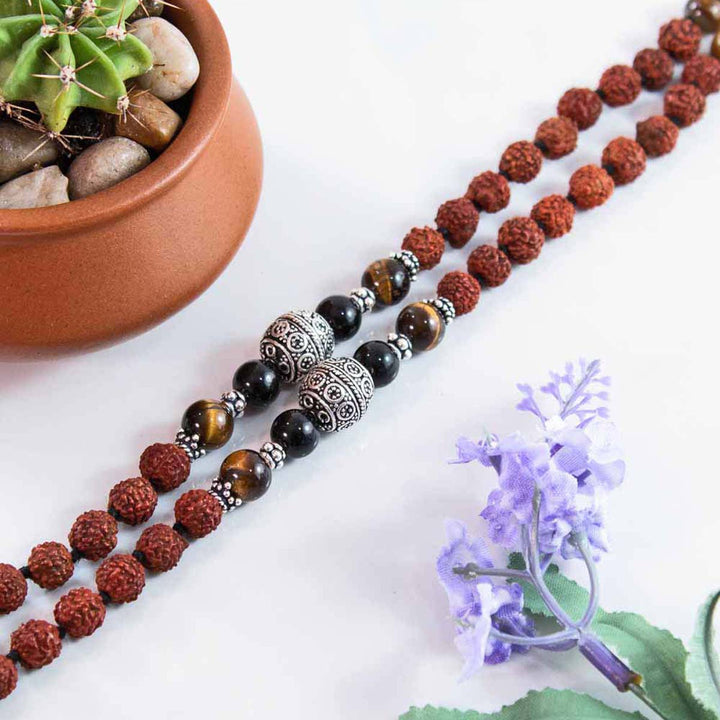 Sivalya Rudra Rudraksha and Black Onyx Sterling Silver