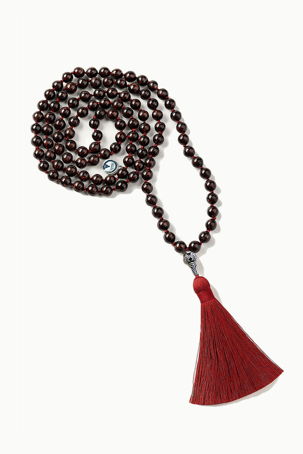 Garnet Mala Necklace, 108 Beads