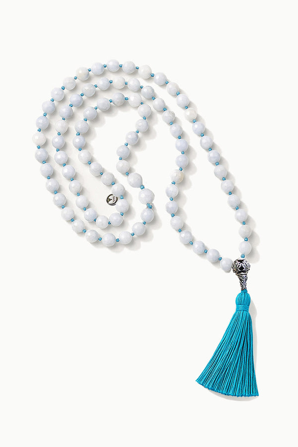 Aquamarine Mala Necklace, 108 Beads