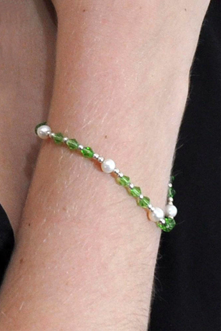 Sivalya Abundance Pearls and Green Crystals Bracelet