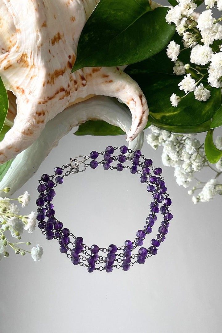 Sivalya Amethyst Beaded Link Chain Bracelet