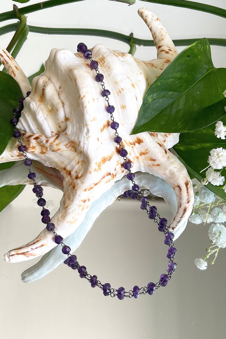 Sivalya Amethyst Beaded Link Chain Necklace