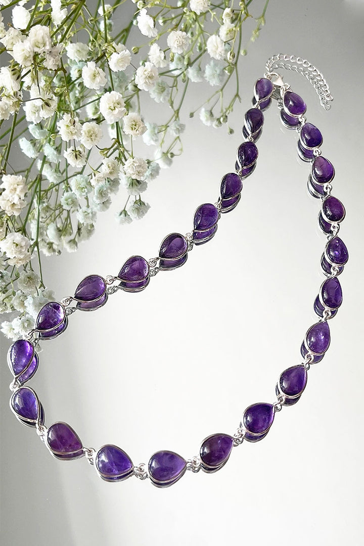 Sivalya Amethyst Silver Necklace - Dew Drops