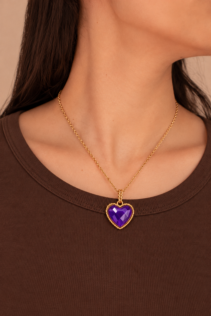 Amethyst Heart Charm