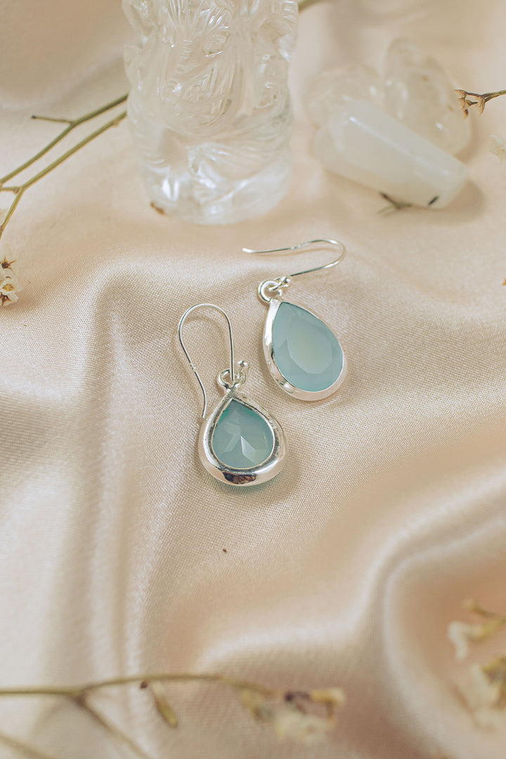 Aqua Opal Silver Earrings- Bliss
