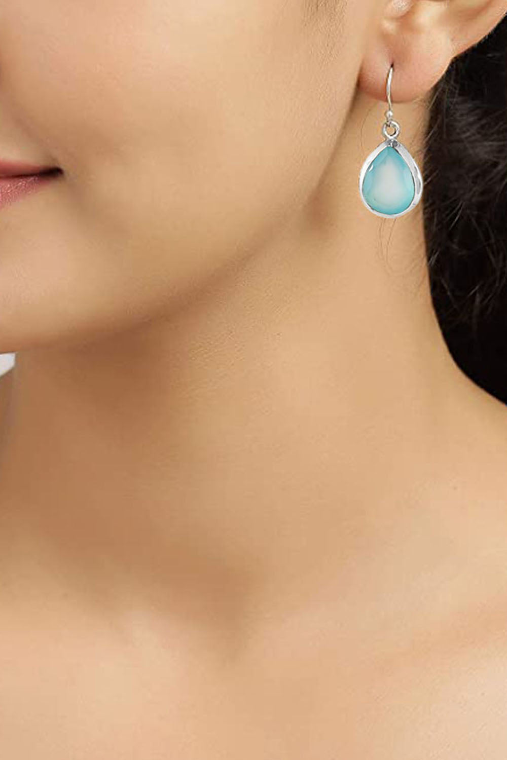 Aqua Opal Silver Earrings- Bliss