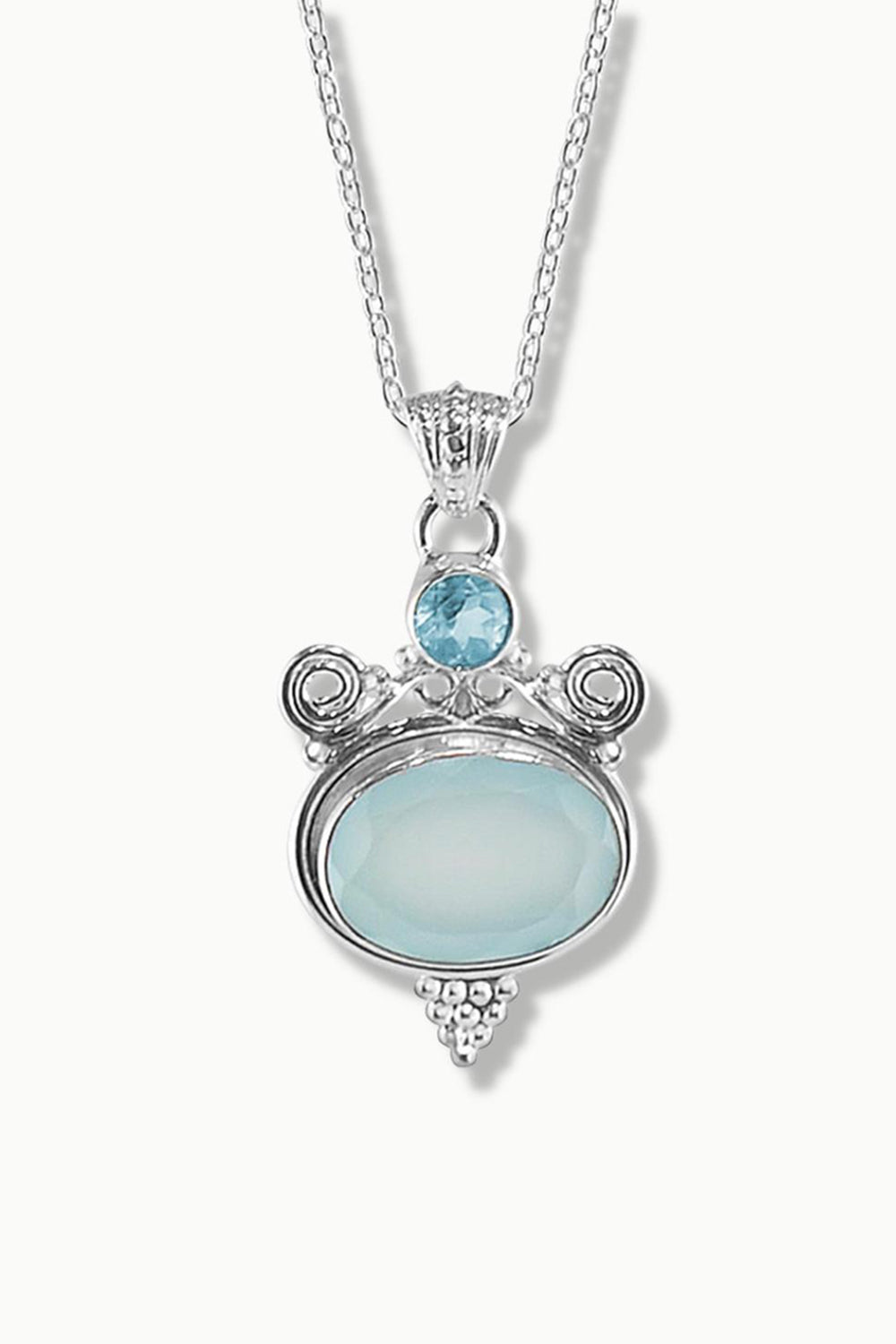 Sivalya Aqua Opal Silver Necklace - Free Spirit