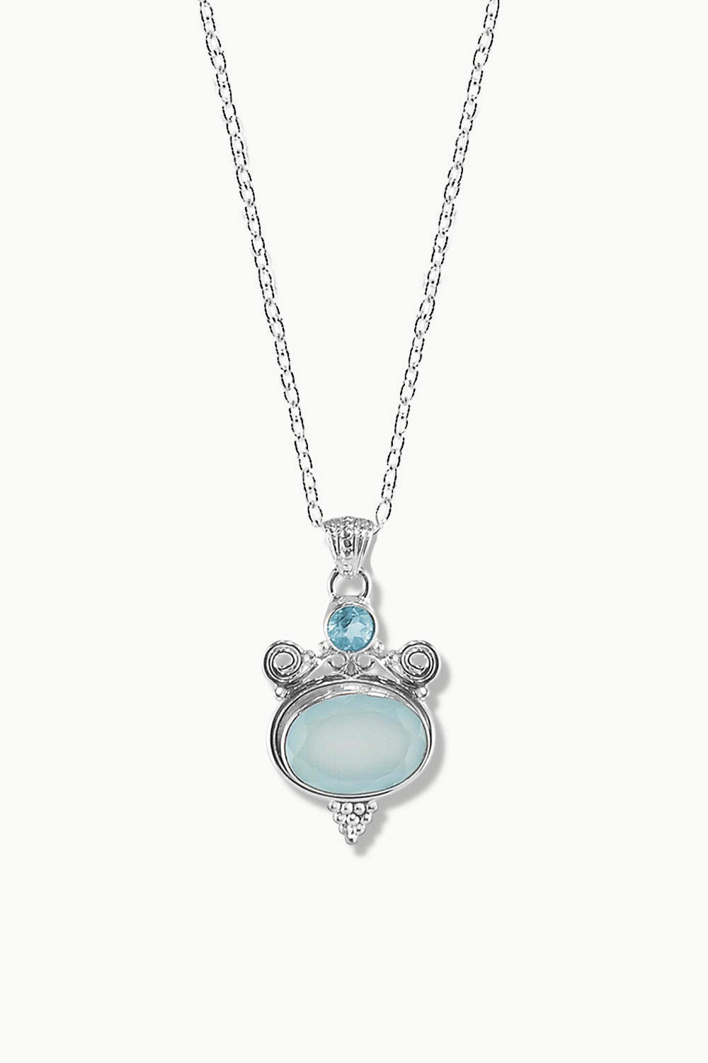 Sivalya Aqua Opal Silver Necklace - Free Spirit